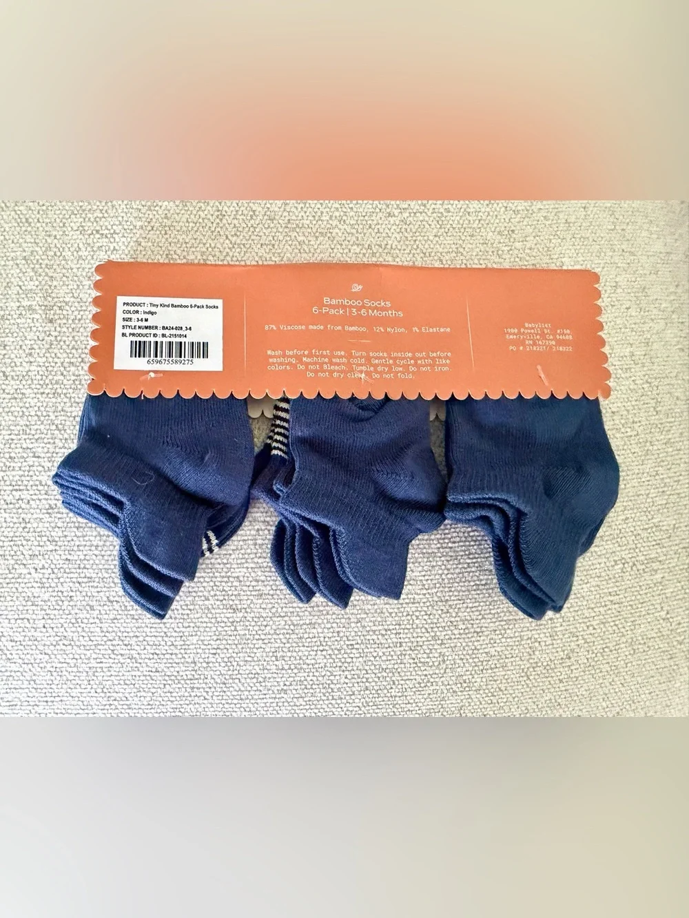 NWT! Tiny Kind Bamboo Viscose Socks (6 Pack) - Indigo
